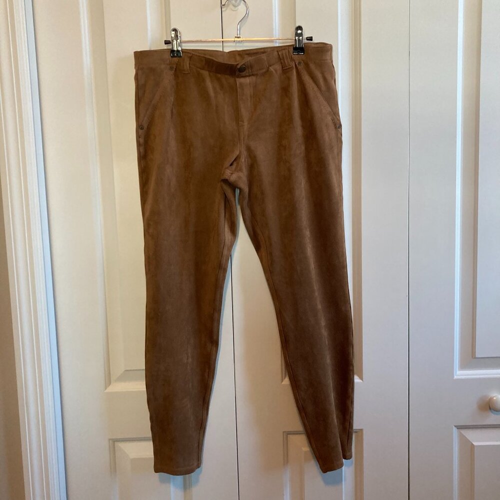 HUE Women's Camel Faux Suede Leggings Jeggins Size Large